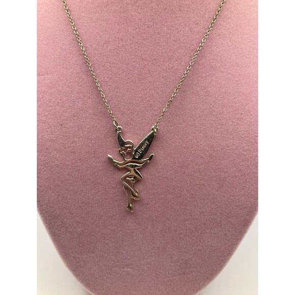 Disney Tinker Bell Silver Tone Rhinestone Enamel Necklace Jewelry - Picture 2 of 2